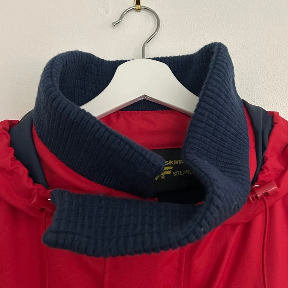 Vintage Wetskins Weatherproof Windbreaker Men Red Black Hooded Jacket XS Outdoor